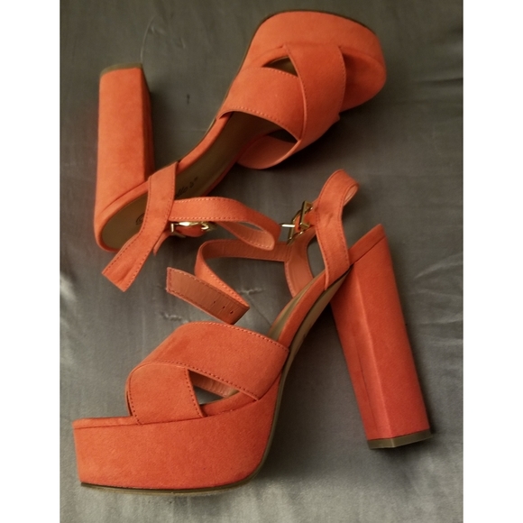 Shoes - Chunky 6inch Grapefruit Color platform heels
